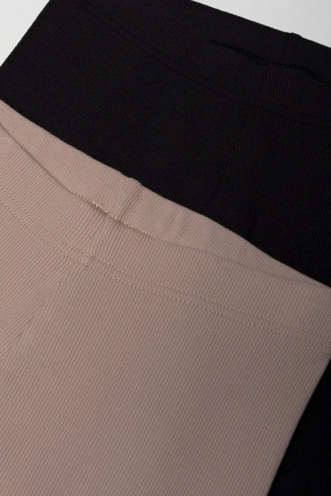 2 Pack Rib Leggings Natural And Black sold by Ackermas product image thumbnail 2