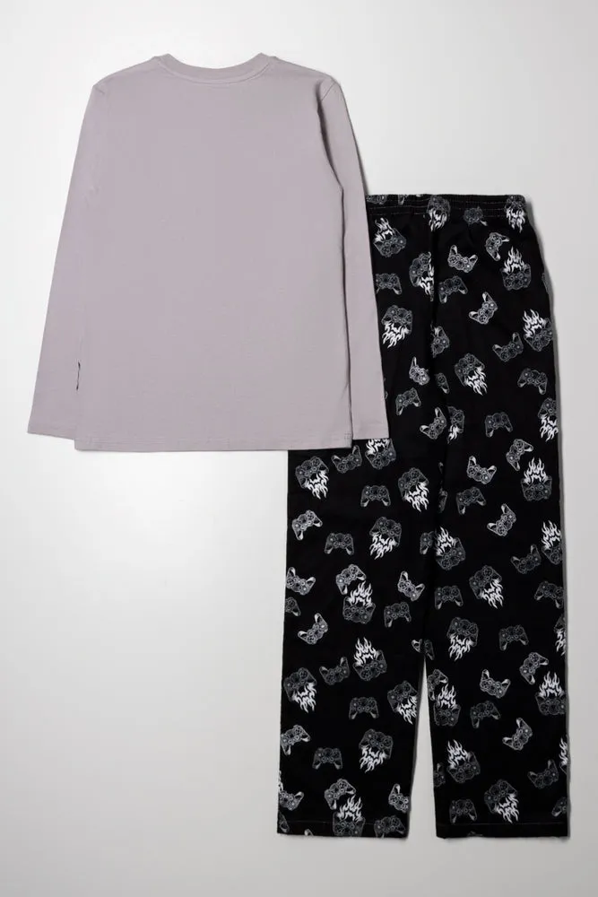 Long Sleeve Flannel Pyjama Set Grey sold by Ackermas product image thumbnail 4