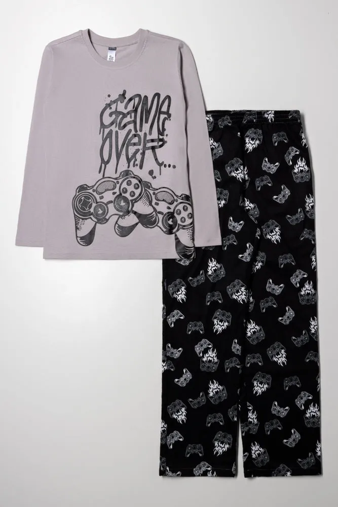 Long Sleeve Flannel Pyjama Set Grey sold by Ackermas