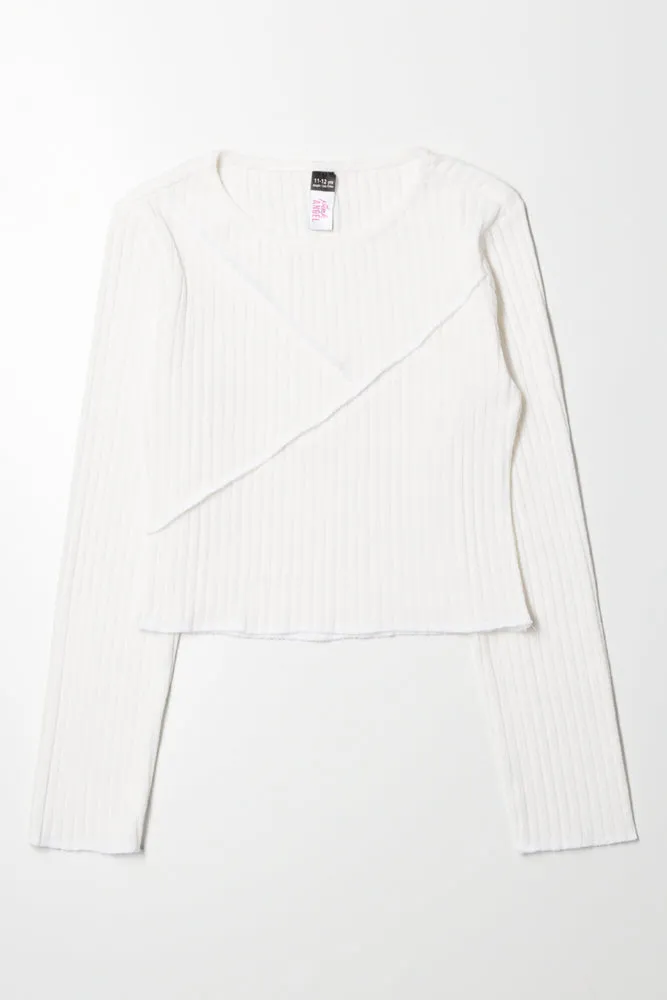 Crew Neck Rib Top Cream sold by Ackermas