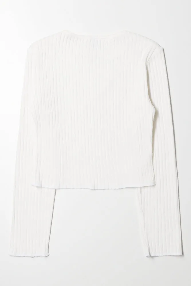 Crew Neck Rib Top Cream sold by Ackermas product image thumbnail 3