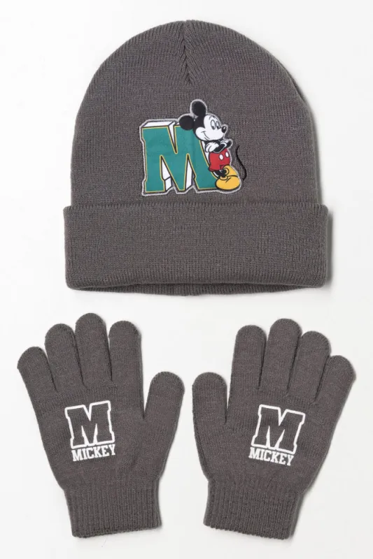 Mickey Mouse Beanie And Gloves Set Dark Grey sold by Ackermas