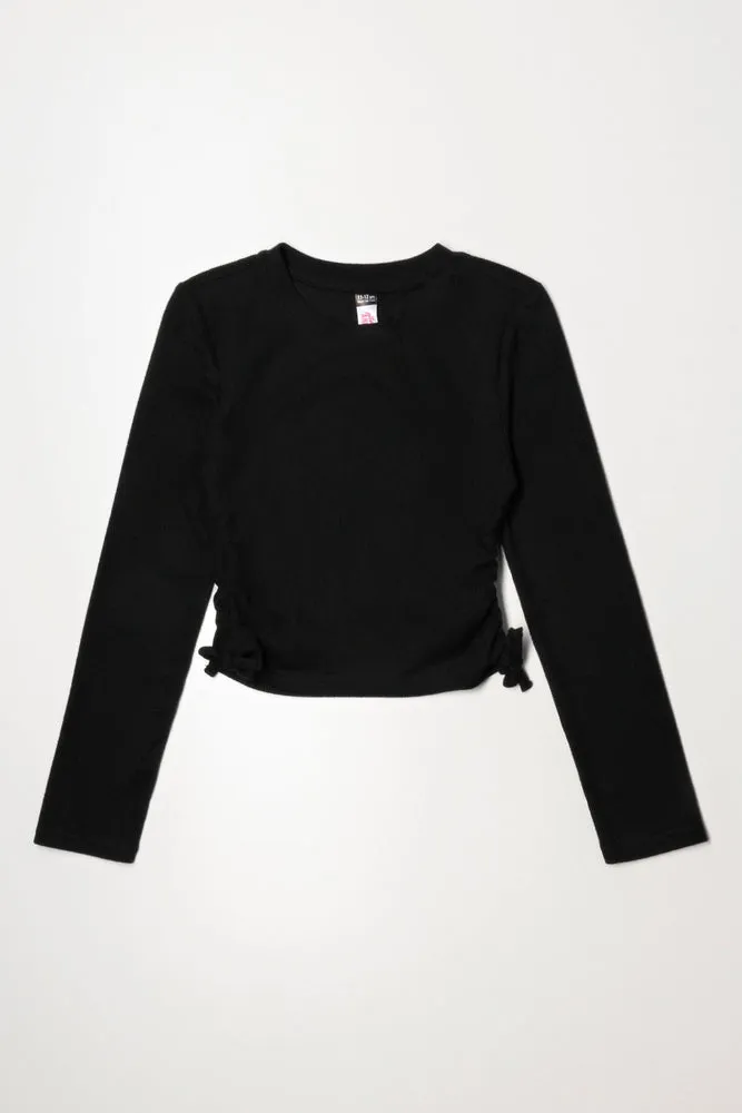 Rib Crew Neck Top Black sold by Ackermas