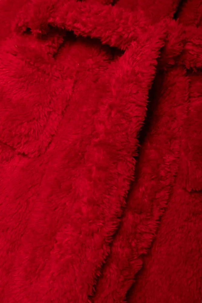 Shaggy Hooded Fleece Gown Red sold by Ackermas product image thumbnail 2