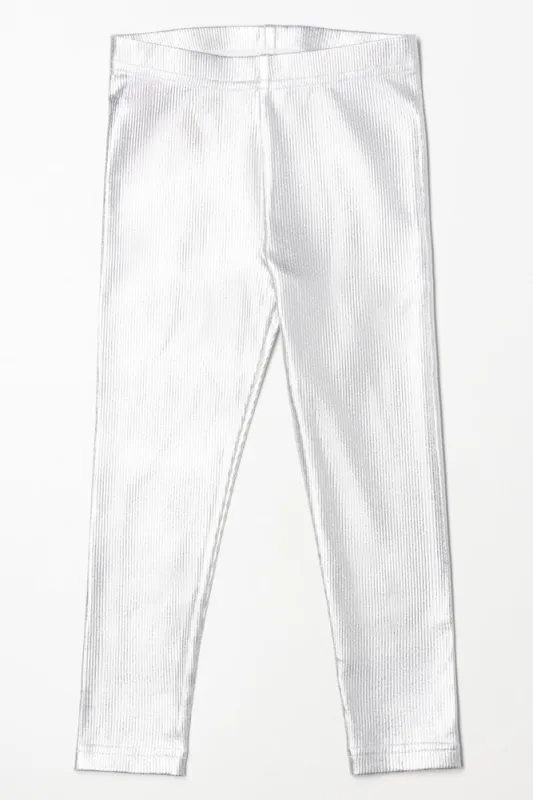 Rib Coated Leggings Silver sold by Ackermas