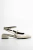 Ankle Strap Mini Block Heel Cream sold by Ackermas