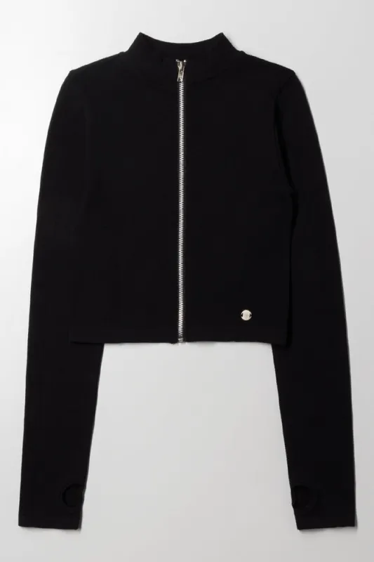 Seamless Zip Through Top Black sold by Ackermas