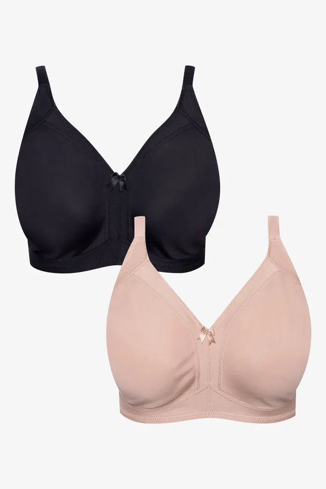 Plus Size 2 Pack Non Padded Wire Free Bras Black And Natural sold by Ackermas