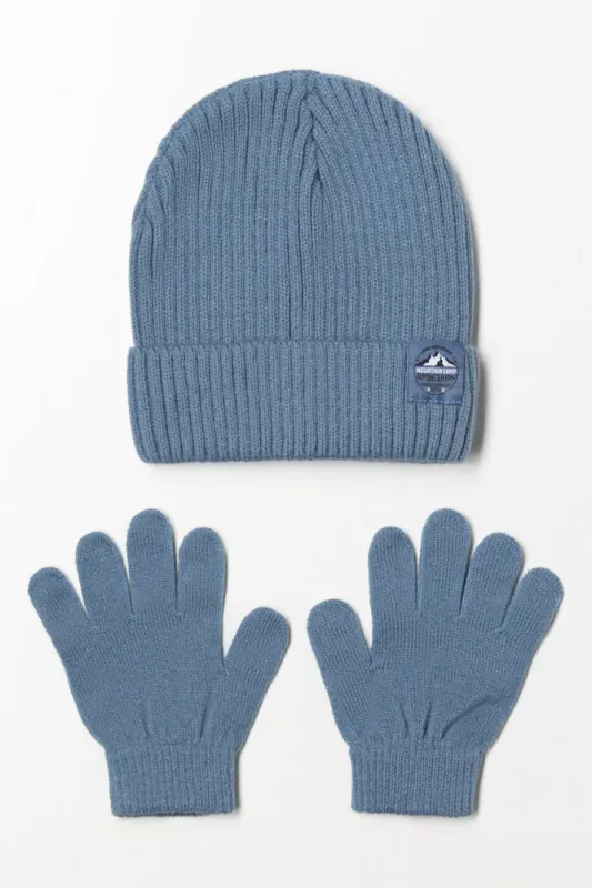 Beanie And Gloves Set Blue sold by Ackermas