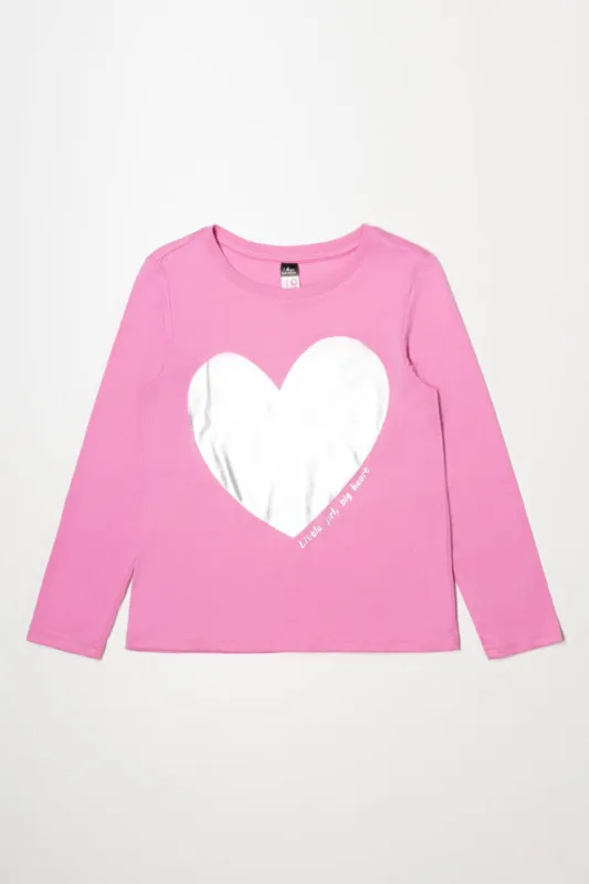 Heart Long Sleeve T-Shirt Pink sold by Ackermas