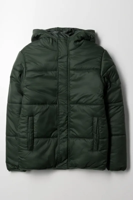 Hooded Puffer Jacket Green sold by Ackermas
