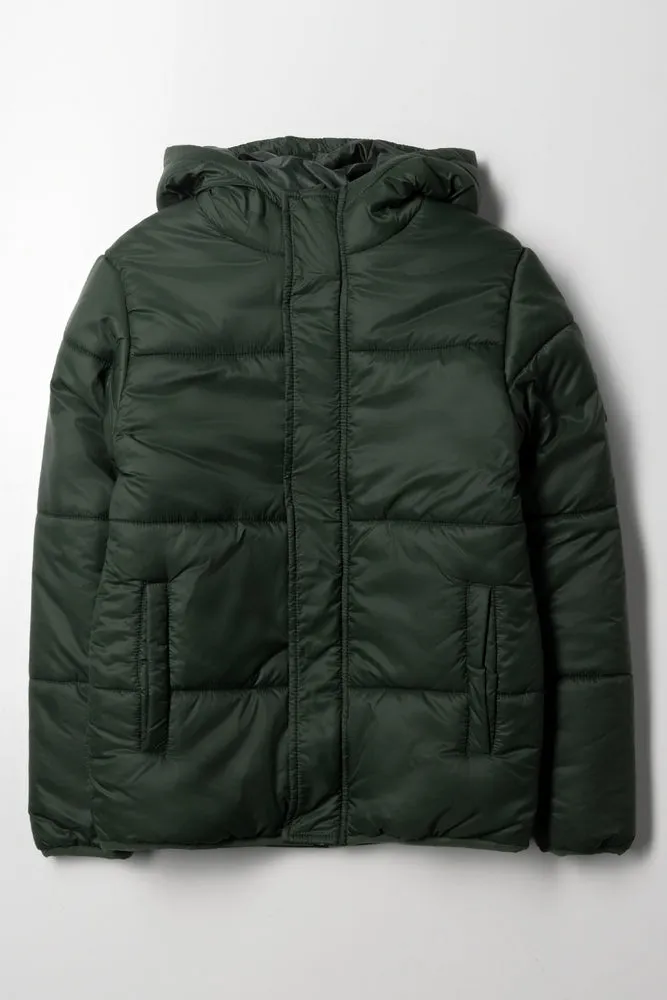 Hooded Puffer Jacket Green sold by Ackermas