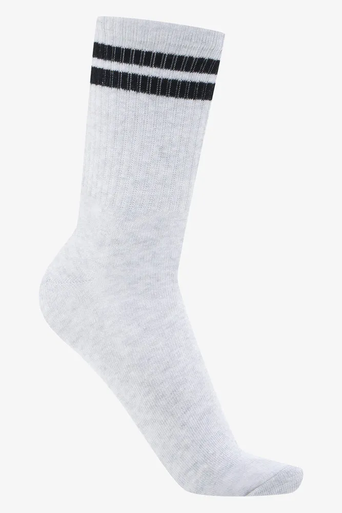 Stripe 3 Pack Crew Socks Black, White And Grey sold by Ackermas product image thumbnail 3