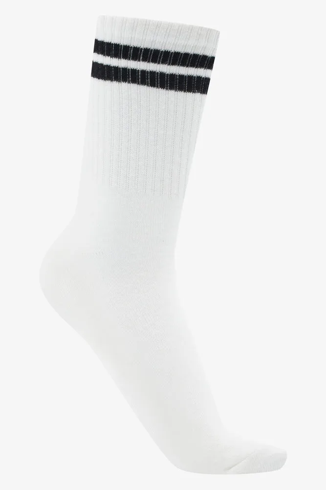 Stripe 3 Pack Crew Socks Black, White And Grey sold by Ackermas product image thumbnail 2