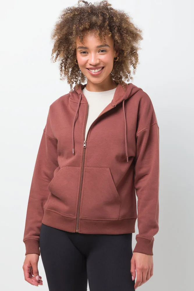 Hooded Fleece Zip Through Tracktop Brown sold by Ackermas