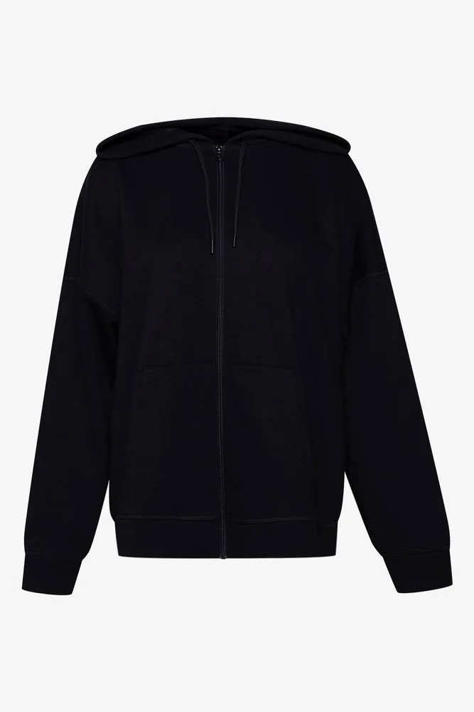 Hooded Fleece Zip Through Top Black sold by Ackermas