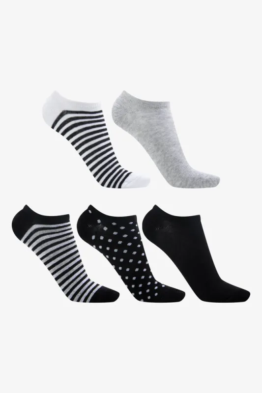 5 Pack Low Cut Socks Black, Grey And White sold by Ackermas