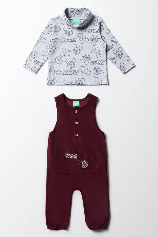 Mickey Mouse Dungaree Set Burgundy sold by Ackermas product image thumbnail 5