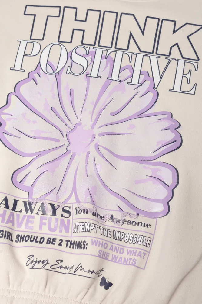 Think Positive Crew Neck Tracktop Natural sold by Ackermas product image thumbnail 2