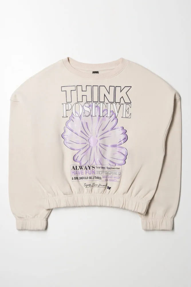 Think Positive Crew Neck Tracktop Natural sold by Ackermas