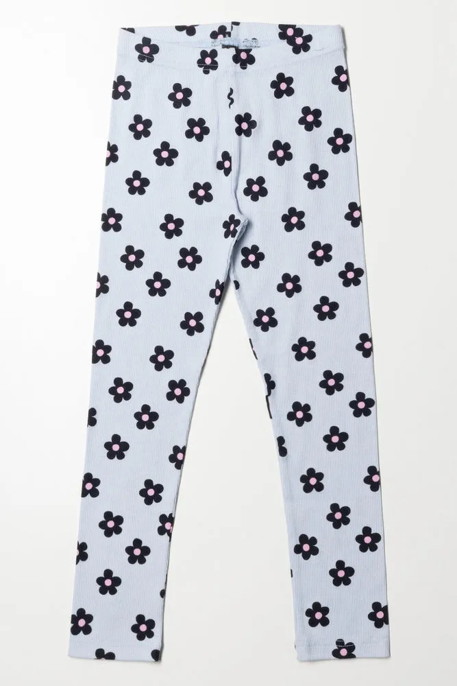 Floral Leggings Light Blue sold by Ackermas