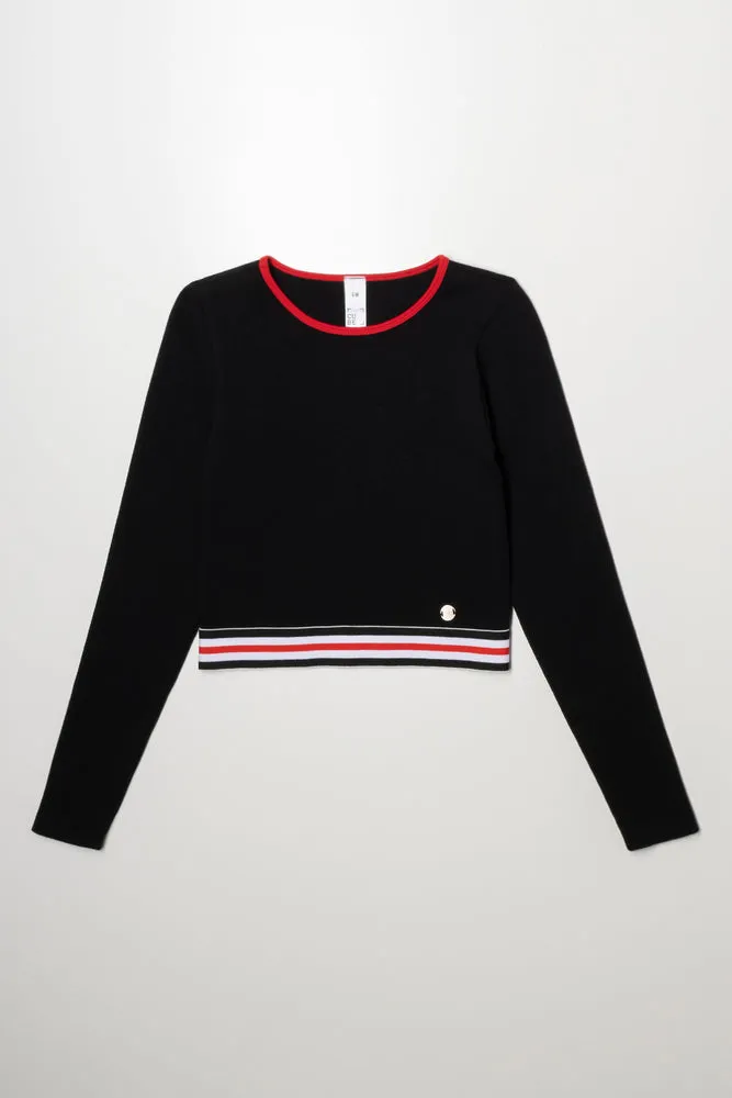 Rib Seamless Long Sleeve Top Black sold by Ackermas