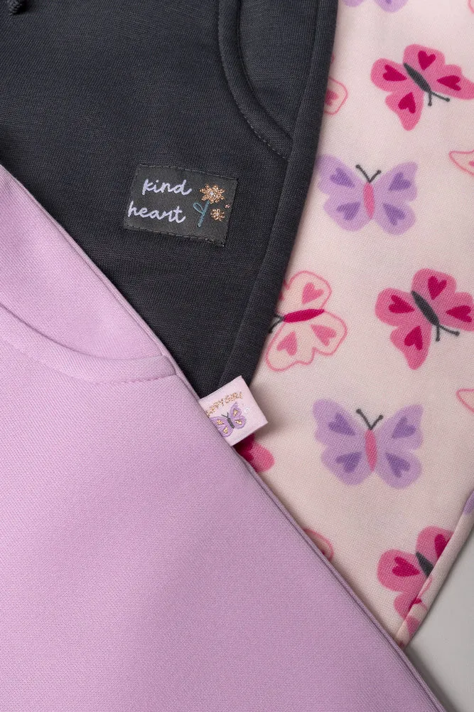 3 Pack Butterfly Trackpants Dark Grey, Pink And Purple sold by Ackermas product image thumbnail 2