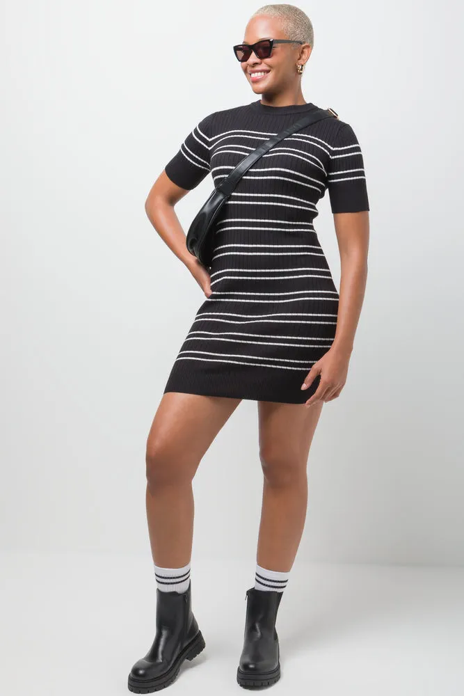 Short Sleeve Bodycon Dress Black sold by Ackermas