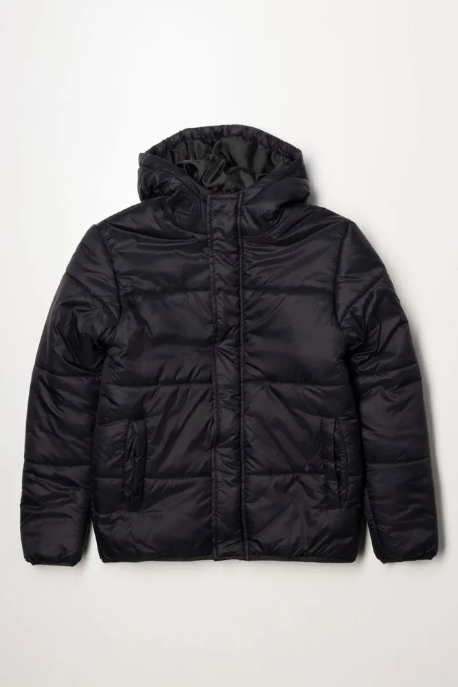 Hooded Puffer Jacket Black sold by Ackermas