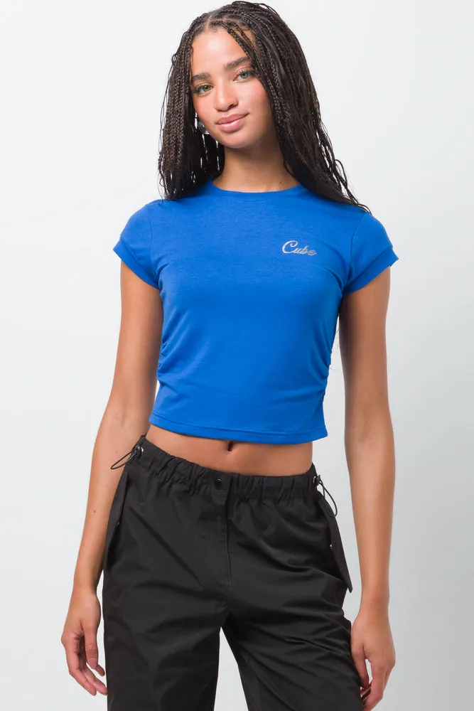 T-Shirt With Side Rouching Blue sold by Ackermas