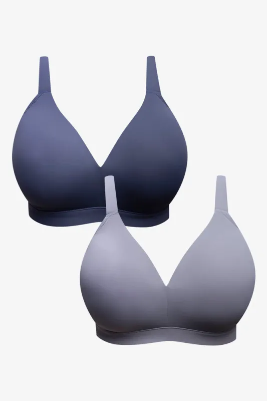 Plus Size 2 Pack Smooth Padded Wirefree Bras Grey And Blue sold by Ackermas