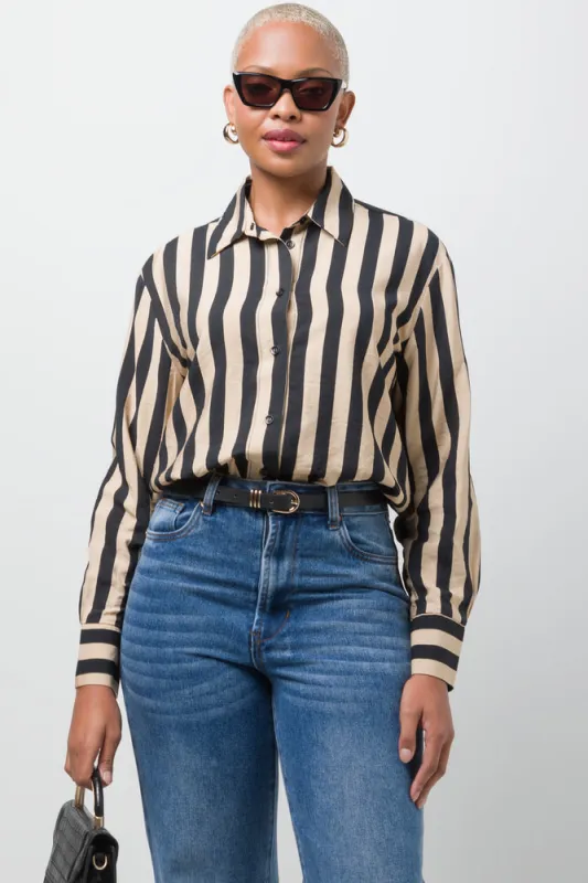 Stripe Shirt Natural & Black sold by Ackermas