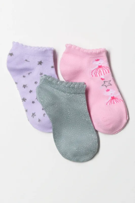 3 Pack Fairy Low Cut Socks Lilac, Pink And Grey sold by Ackermas
