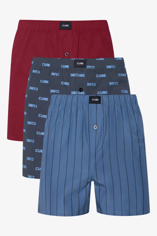 3 Pack Woven Boxers Red & Blue sold by Ackermas
