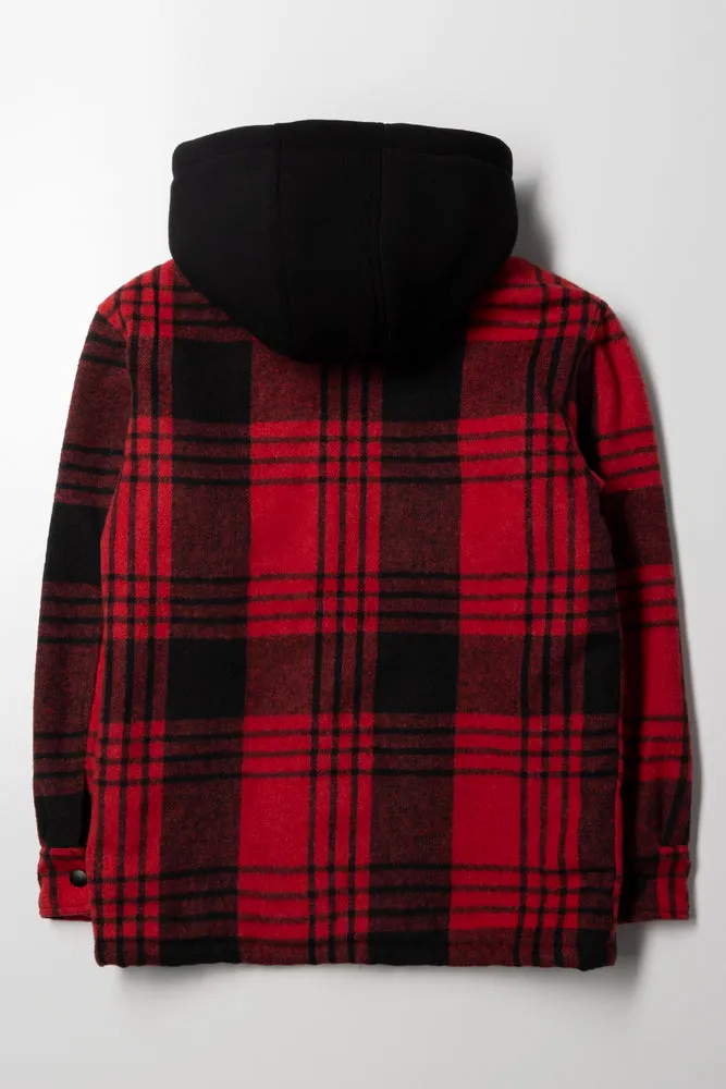 Hooded Shacket Red And Black sold by Ackermas product image thumbnail 4