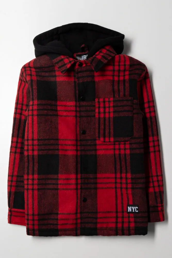 Hooded Shacket Red And Black sold by Ackermas