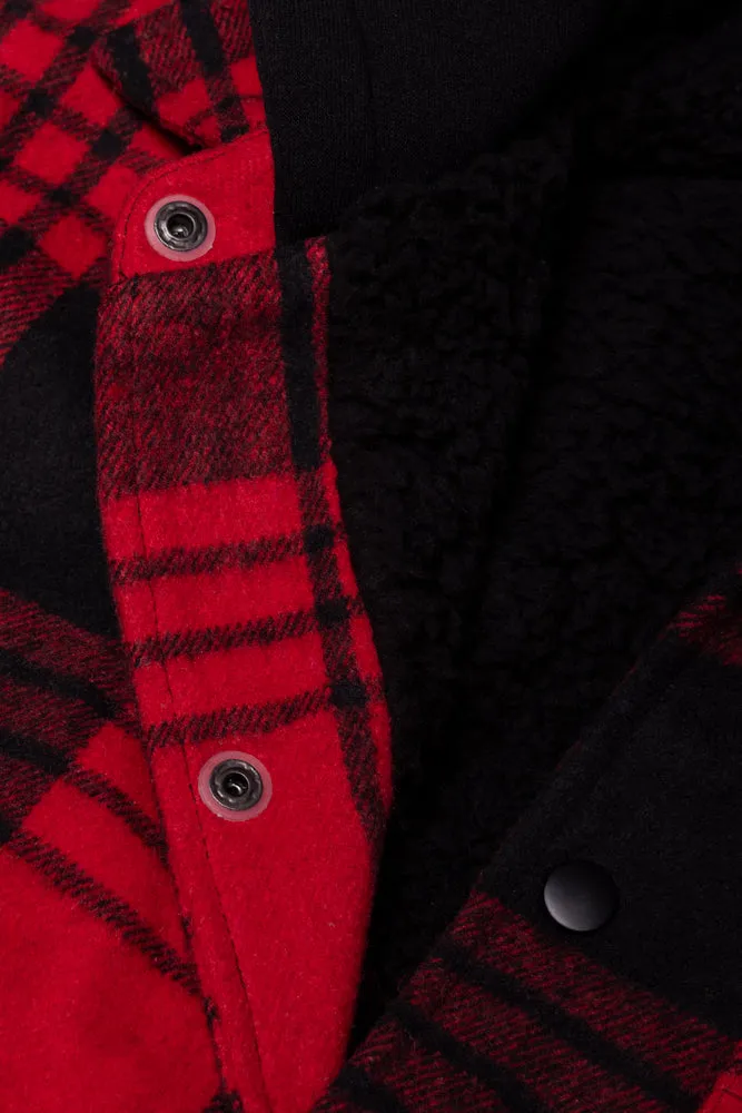 Hooded Shacket Red And Black sold by Ackermas product image thumbnail 2