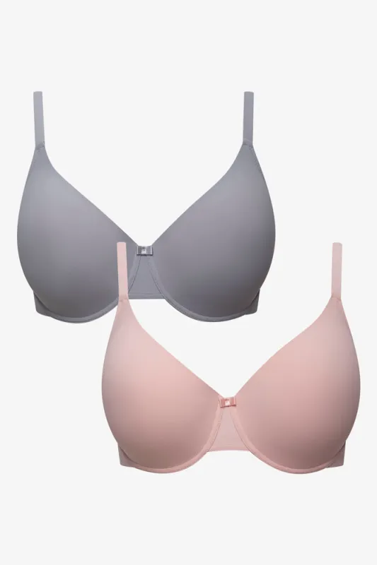 Plus Size 2 Pack T-Shirt Bras Grey And Pink sold by Ackermas