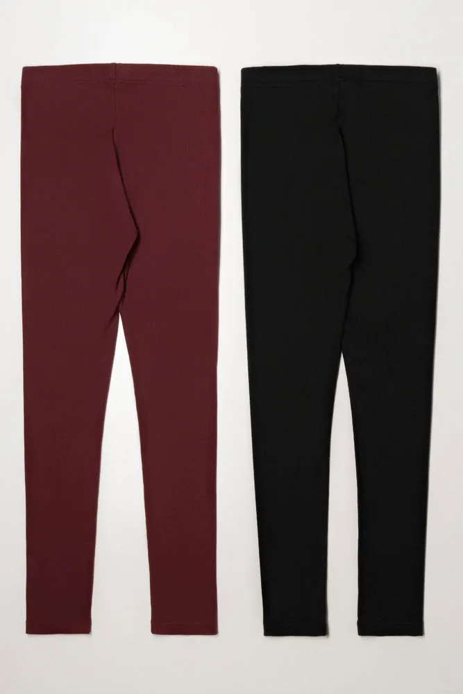 2 Pack Leggings Black & Burgundy sold by Ackermas product image thumbnail 3