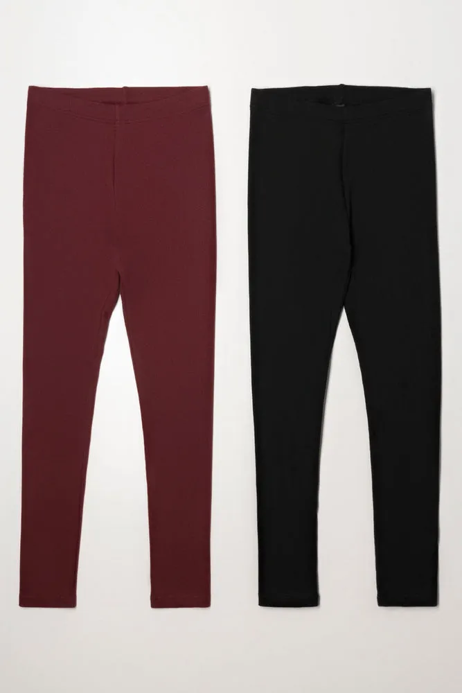 2 Pack Leggings Black & Burgundy sold by Ackermas