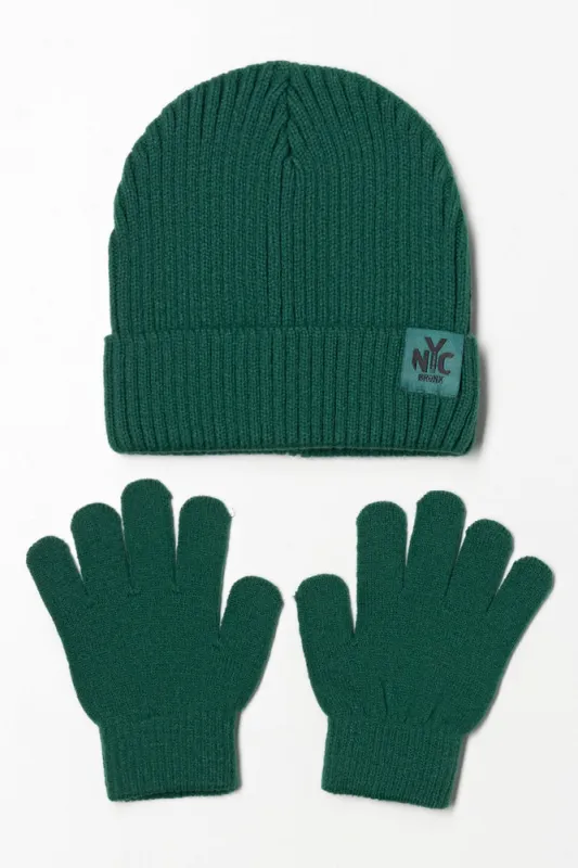 Beanie & Gloves Set Green sold by Ackermas