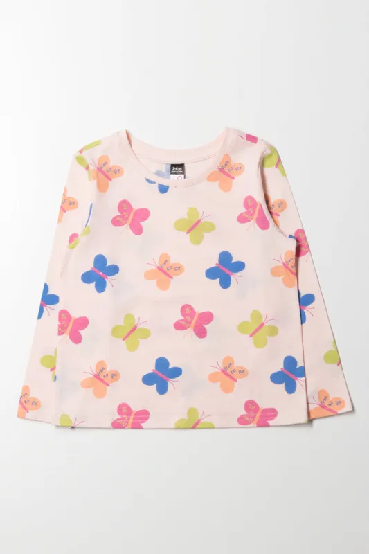 Long Sleeve Butterfly T-Shirt Pink sold by Ackermas