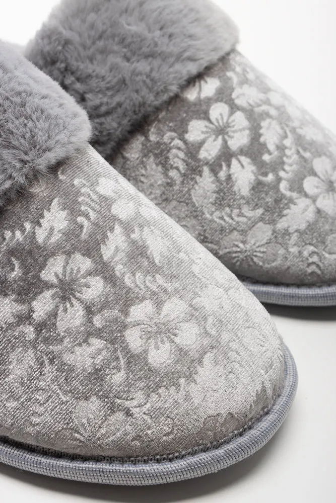Embossed Velvet Slippers Grey sold by Ackermas product image thumbnail 3
