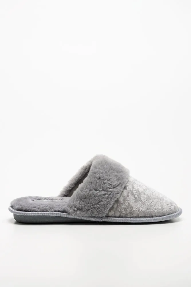 Embossed Velvet Slippers Grey sold by Ackermas product image thumbnail 2