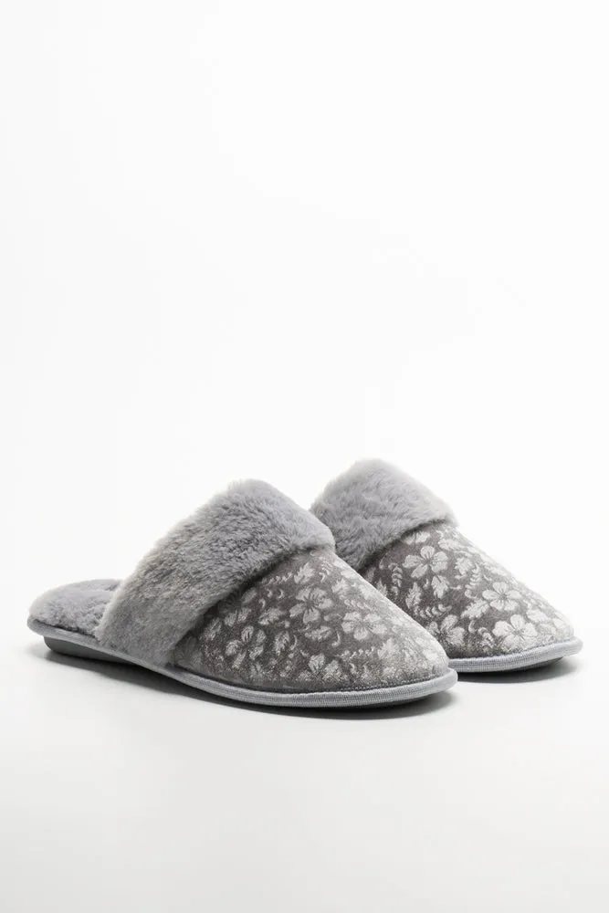 Embossed Velvet Slippers Grey sold by Ackermas