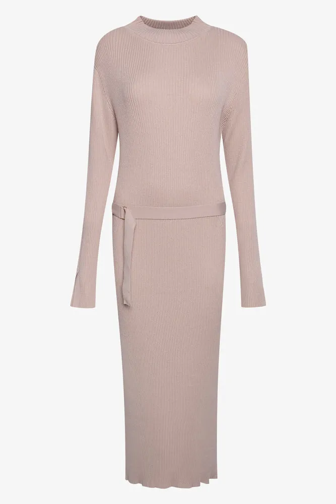 Belted Knitwear Dress Natural sold by Ackermas