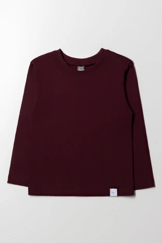 Long Sleeve T-Shirt Burgundy sold by Ackermas
