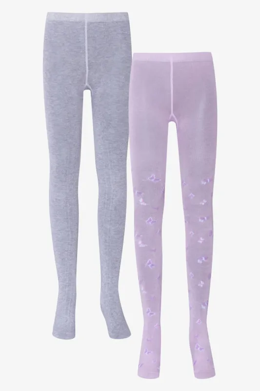 2 Pack Butterfly Tights Grey And Lilac sold by Ackermas