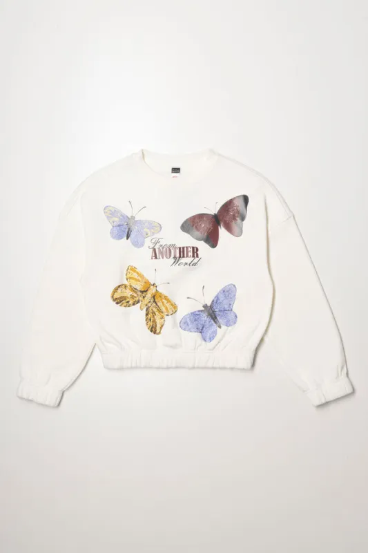 Butterfly Crew Neck Top Cream sold by Ackermas