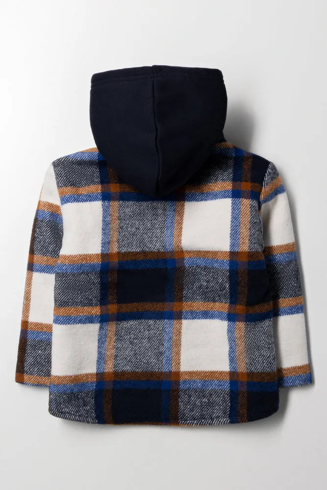 Hooded Shacket Navy & Brown sold by Ackermas product image thumbnail 4